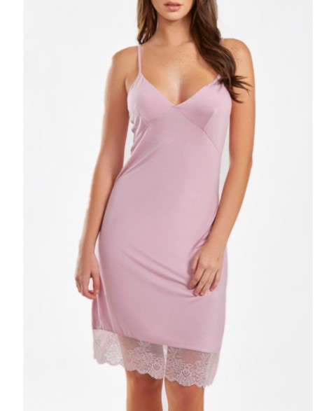 Женские iCollection Women's Tobey Soft Cup Triangle Bra Modal Fitted Chemise Trimmed in Scalloped Lace