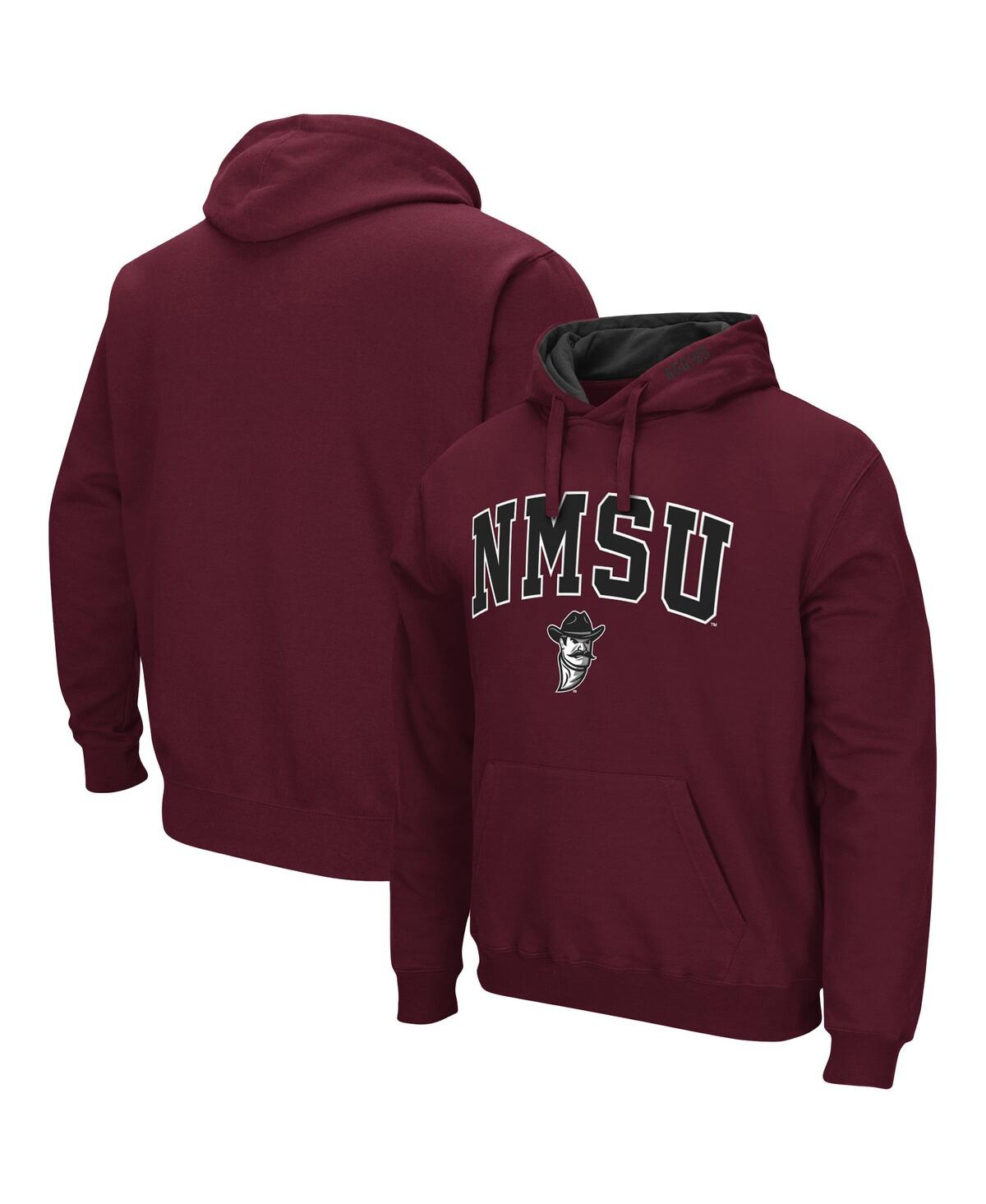COLOSSEUM MEN'S COLOSSEUM CRIMSON NEW MEXICO STATE AGGIES ARCH AND LOGO PULLOVER HOODIE