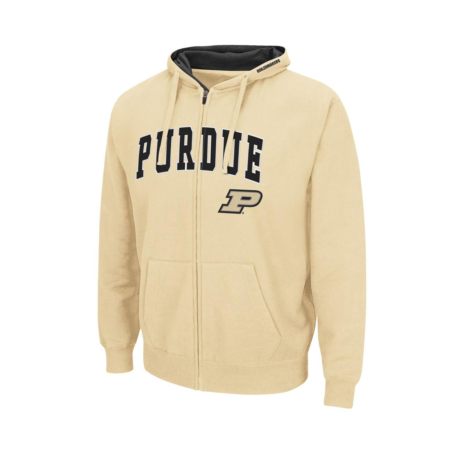 Men's Gold Purdue Boilermakers Arch and Logo 3.0 Full-Zip Hoodie