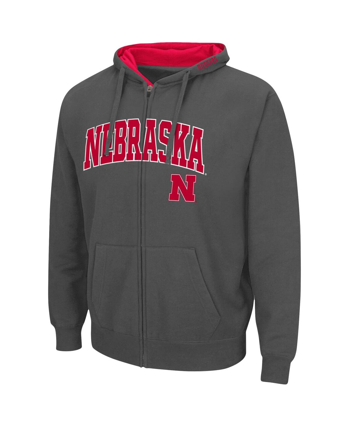Colosseum Men's Charcoal Nebraska Huskers Arch Logo 2.0 Full-zip Hoodie In Charcoal