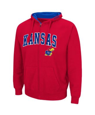 Men's Red Kansas Jayhawks Arch and Logo 3.0 Full-Zip Hoodie