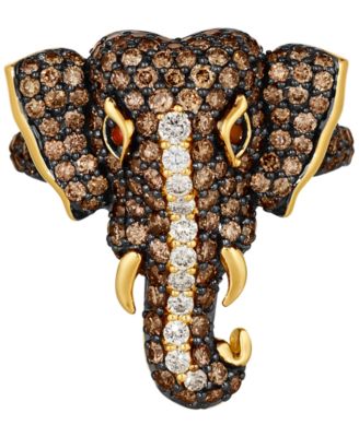 Diamond (2 ct. t.w.) & Passion Ruby Accent Elephant Ring in 14k Gold