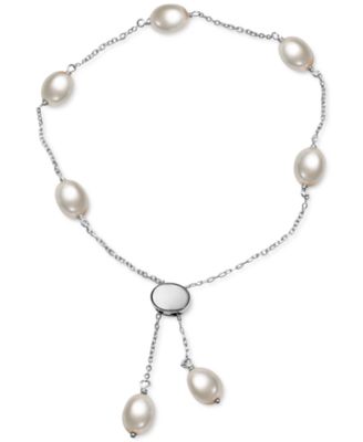 Macy's - Cultured Freshwater Pearl (6mm) Bolo Bracelet in Sterling Silver
