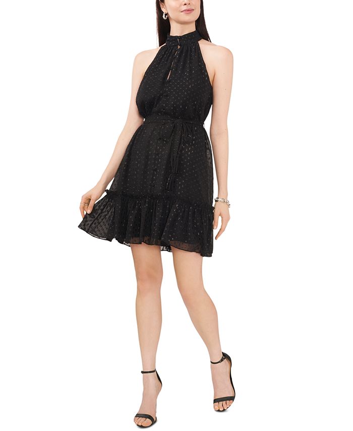 MSK Women's HighNeck Sleeveless Ruffled Fit & Flare Dress Macy's