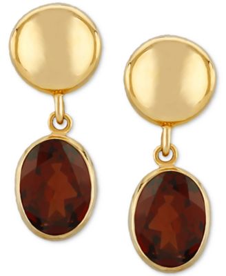 Macy's - Amethyst Disc Drop Earrings (2-1/2 ct. t.w.) in 14k Gold (Also in Citrine & Garnet)