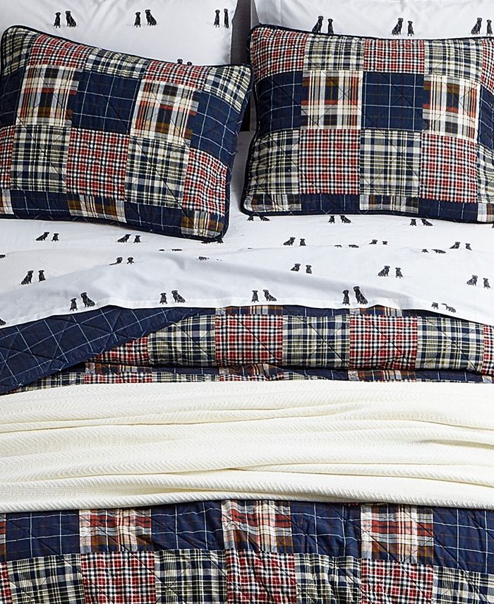 Eddie Bauer Madrona Plaid Blue Reversible 3Piece Full/Queen Quilt Set