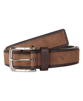 Nautica Men's Casual Leather Belt with Suede Overlay - Macy's
