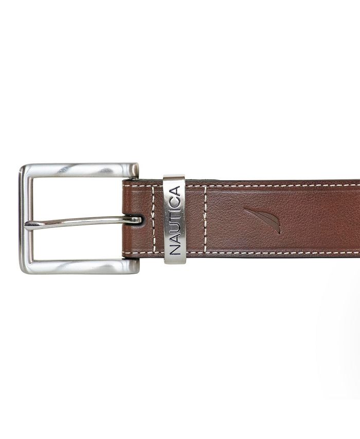Nautica Men's Leather Jean Belt with Signature Engraved Keeper Macy's