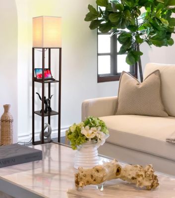 Maxwell 63" LED Shelf Lamp with USB Port and Power Outlet