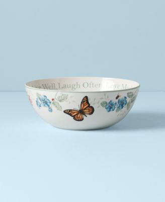Butterfly Meadow Serving Bowl, Live Well Laugh Often 