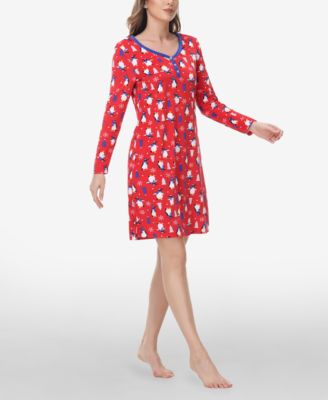 Women's Long Sleeve Henley Sleepshirt