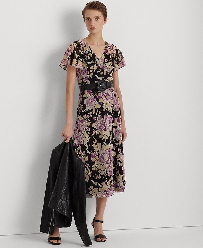 Lauren Ralph Lauren Women's Floral Crinkle Georgette Dress & Reviews -  Dresses - Women - Macy's