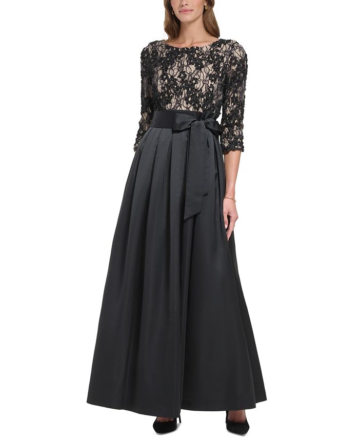 Jessica Howard Women's Lace Bodice Satin Skirt Ball Gown - Macy's