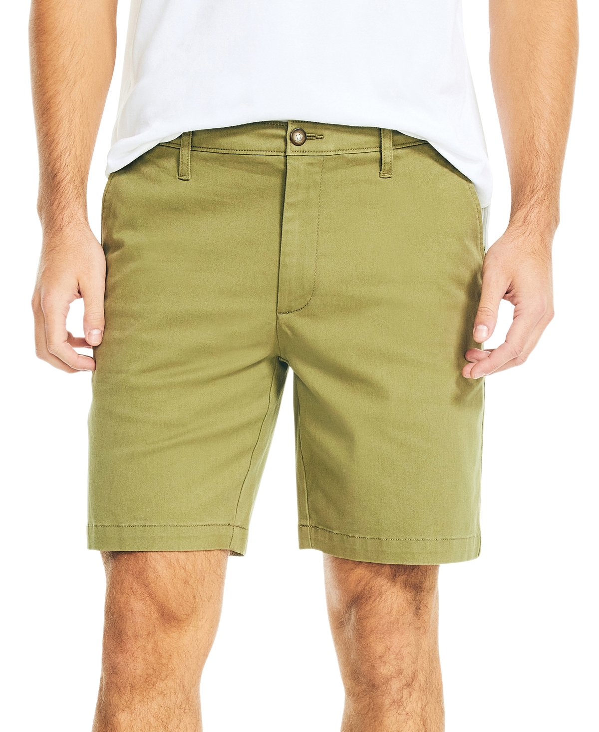 Nautica Classic-fit 8.5" Stretch Chino Flat-front Deck Short In Olive