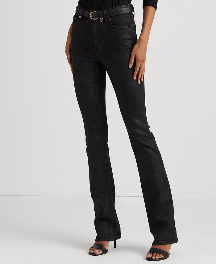 Lauren Ralph Lauren Women's Coated-Denim High-Rise Boot Jeans - Macy's