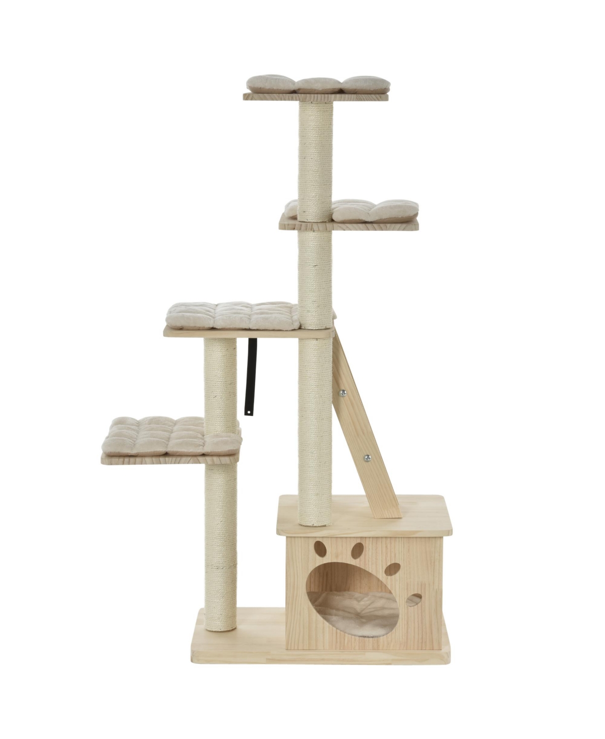 5-Level Cat Activity Tower Condo with Kitten Fun Ladder & Soft Cushion - Natural