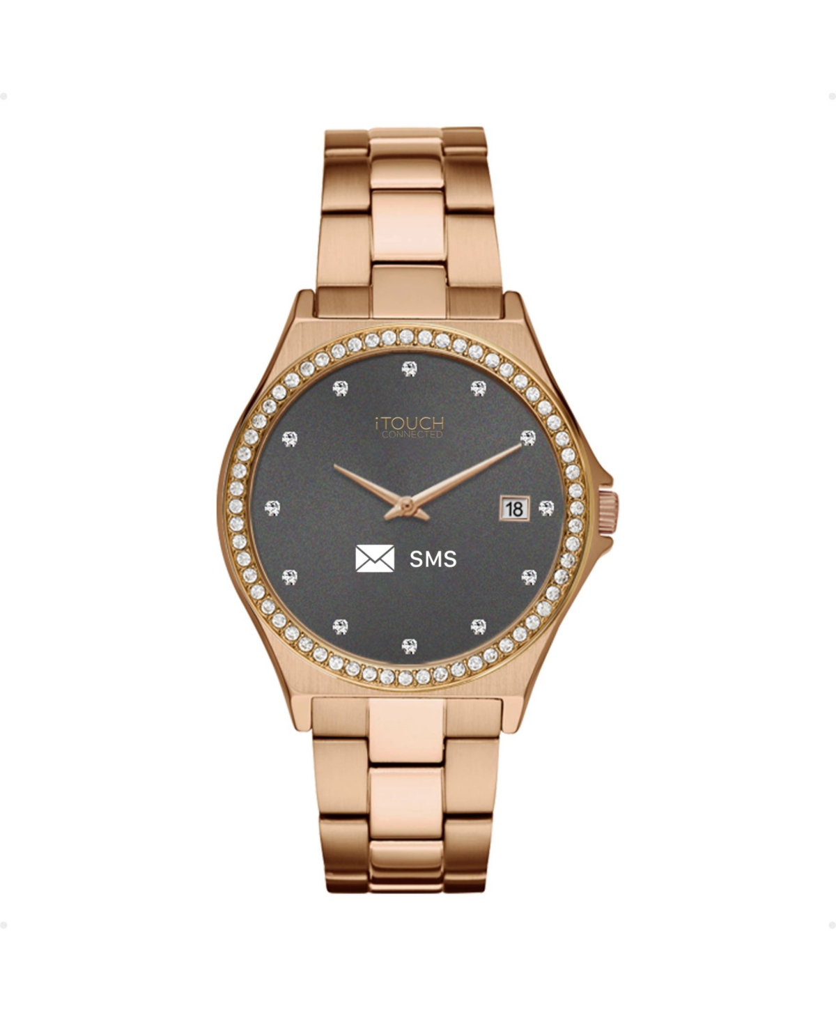 iTouch Connected Unisex Rose Gold-Tone Metal Bracelet Smart Watch 45mm