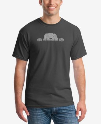 Men's Peeking Dog Word Art Short Sleeve T-shirt