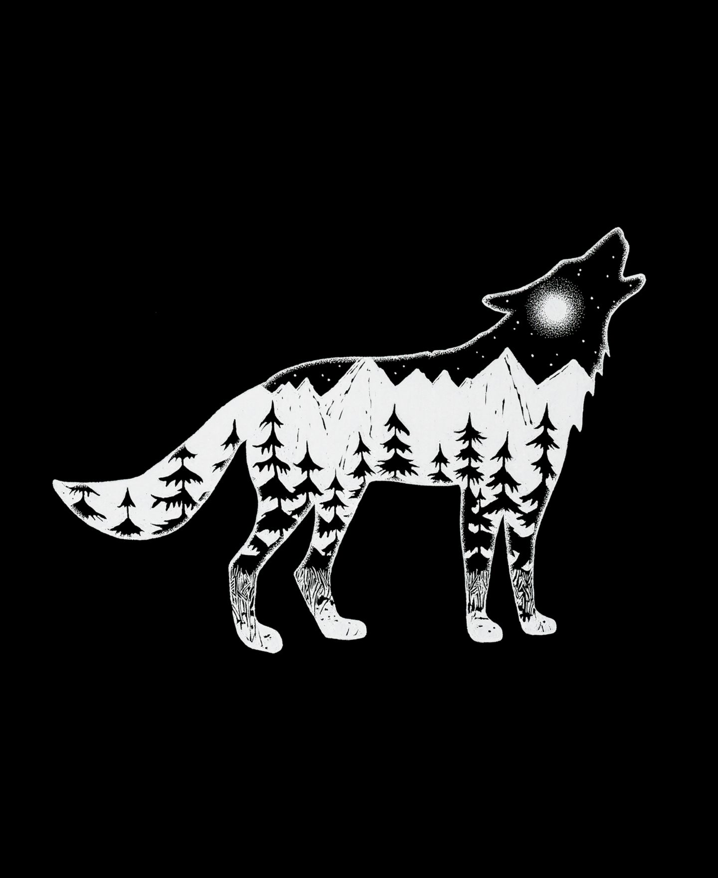 Мужская футболка LA Pop Art Howling Wolf Word Art Short Sleeve, цвет: Чёрный — фото 3