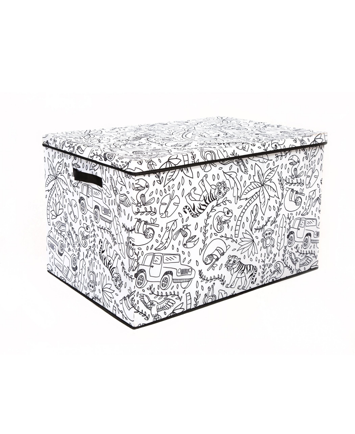 Shop Baum Kid's Coloring Jungle Print Large Lidded Trunk With Removable Divider And 4 Washable Markers Set