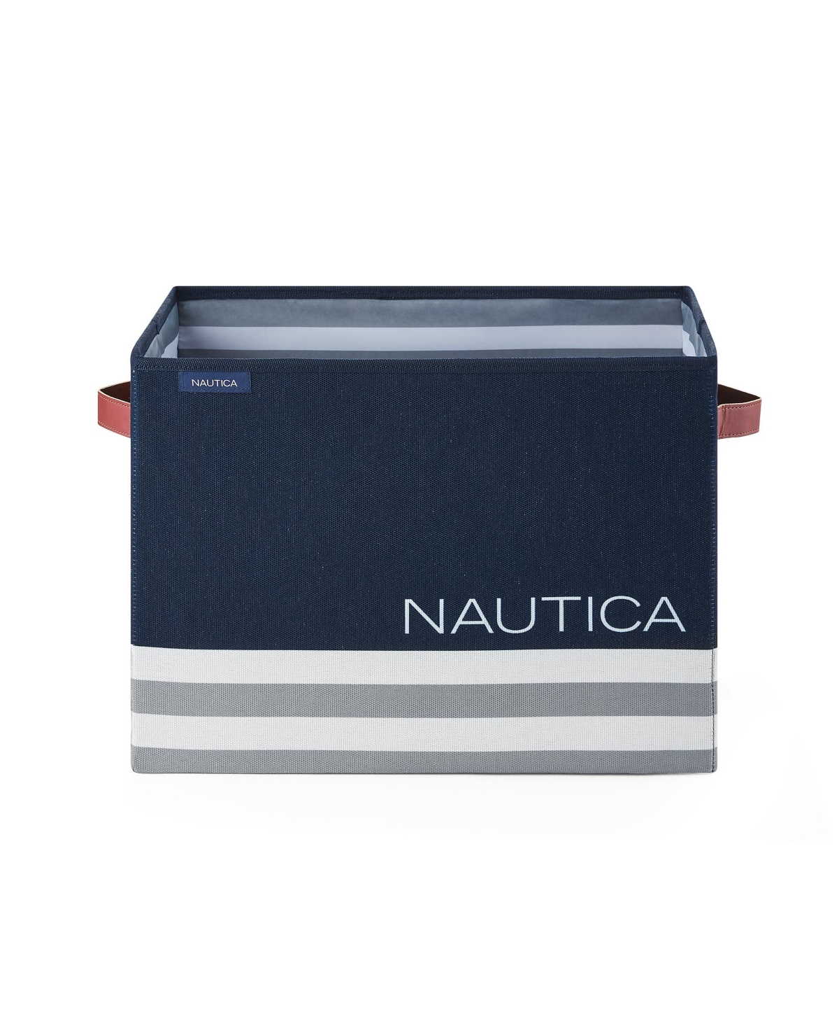 Nautica Folded Rectangle Bin Box Weave In Navy Stripe