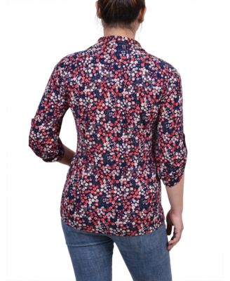 Petite 3/4 Roll Tab Rouched-Front Top