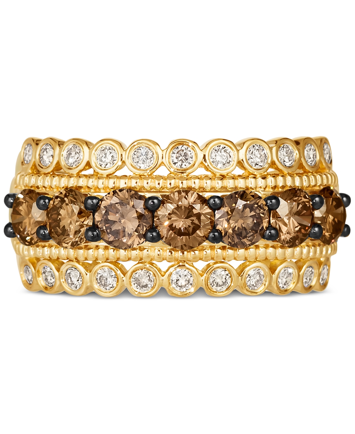 Le Vian Chocolate Diamond (1-1/4 Ct. T.w.) & Nude Diamond (1/3 Ct. T.w.) Multirow Ring In 14k Gold (also Ava In Gold