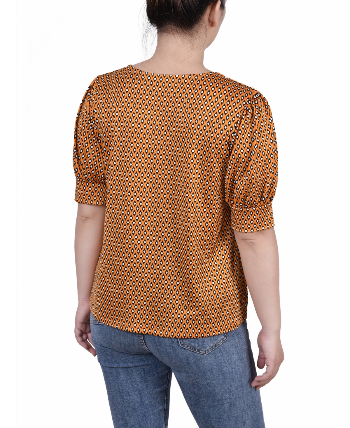 Petite Printed Balloon Sleeve Top