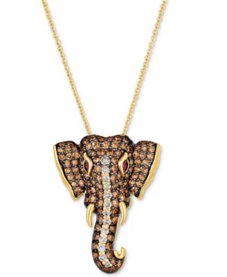 Le Vian Diamond & Passion Ruby Accent Elephant Pendant Necklace