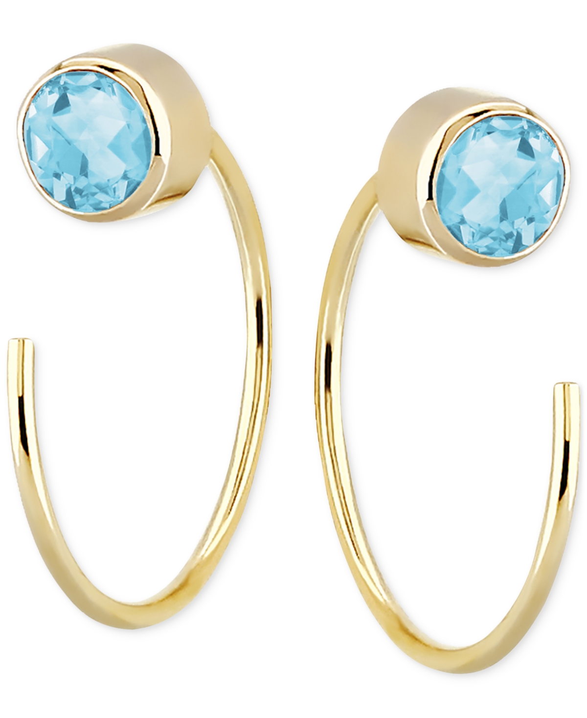 Macy's Amethyst Bezel Threader Earrings (3/8 Ct. T.w.) In 14k Gold (also In Swiss Blue Topaz & Citrine)