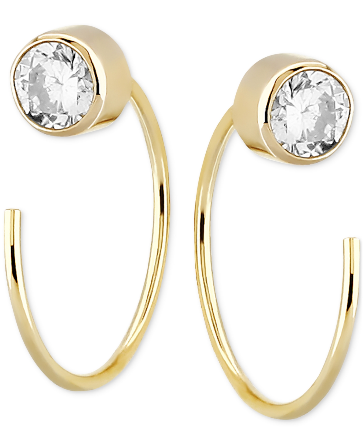 Macy's Garnet Bezel Threader Earrings (5/8 Ct. T.w.) In 14k Gold (also In Sky Blue Topaz, Cubic Zirconia, S In White