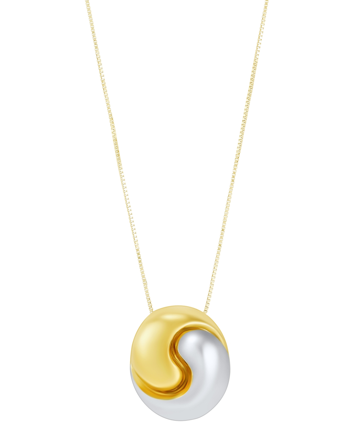 Macy's Yin Yang Polished 18" Pendant Necklace In 14k Two-tone Gold