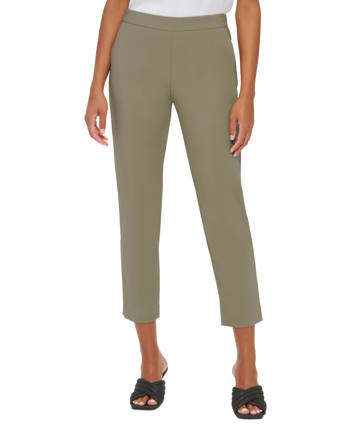 Calvin Klein Woman's Elastic Back Slim Fit Cropped Pants