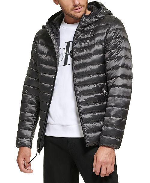 alfani Calvin Klein Men's Hooded & Quilted Packable Jacket Men's Fashion & Accessories