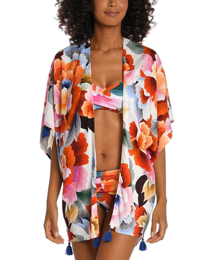 La Blanca Women's Floral Rhythm Twist-Front Bandeau Bikini Top - Macy's