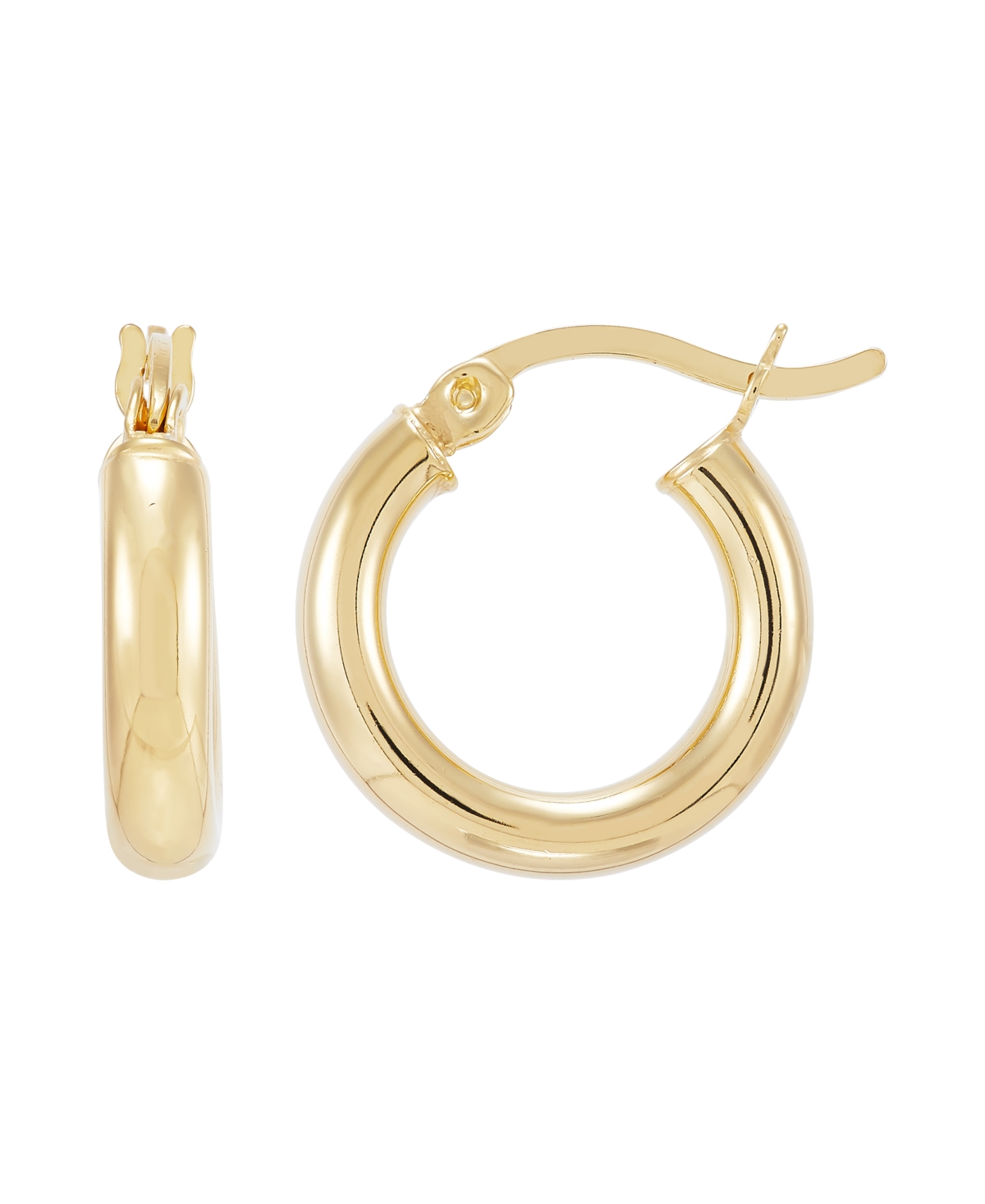 Polished Tube Hoop Earrings, 15mm, Created for Macy's - Gold Over Silver
