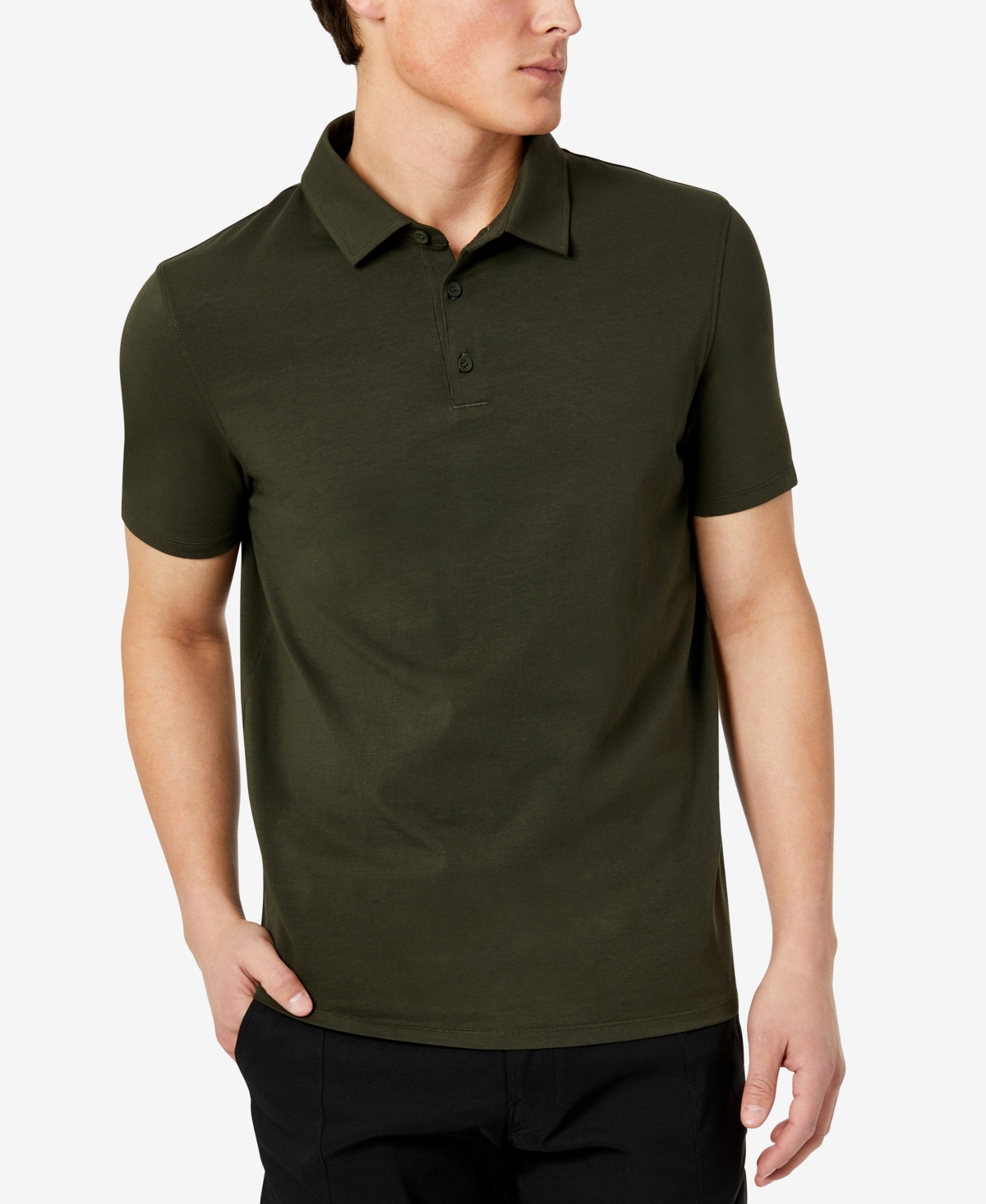 Kenneth Cole Men's Performance Button Polo In Dark Green