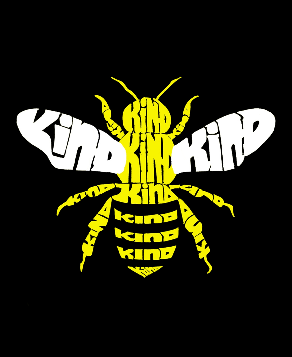 La Pop Art Men's Bee Kind Word Art Long Sleeves T-shirt