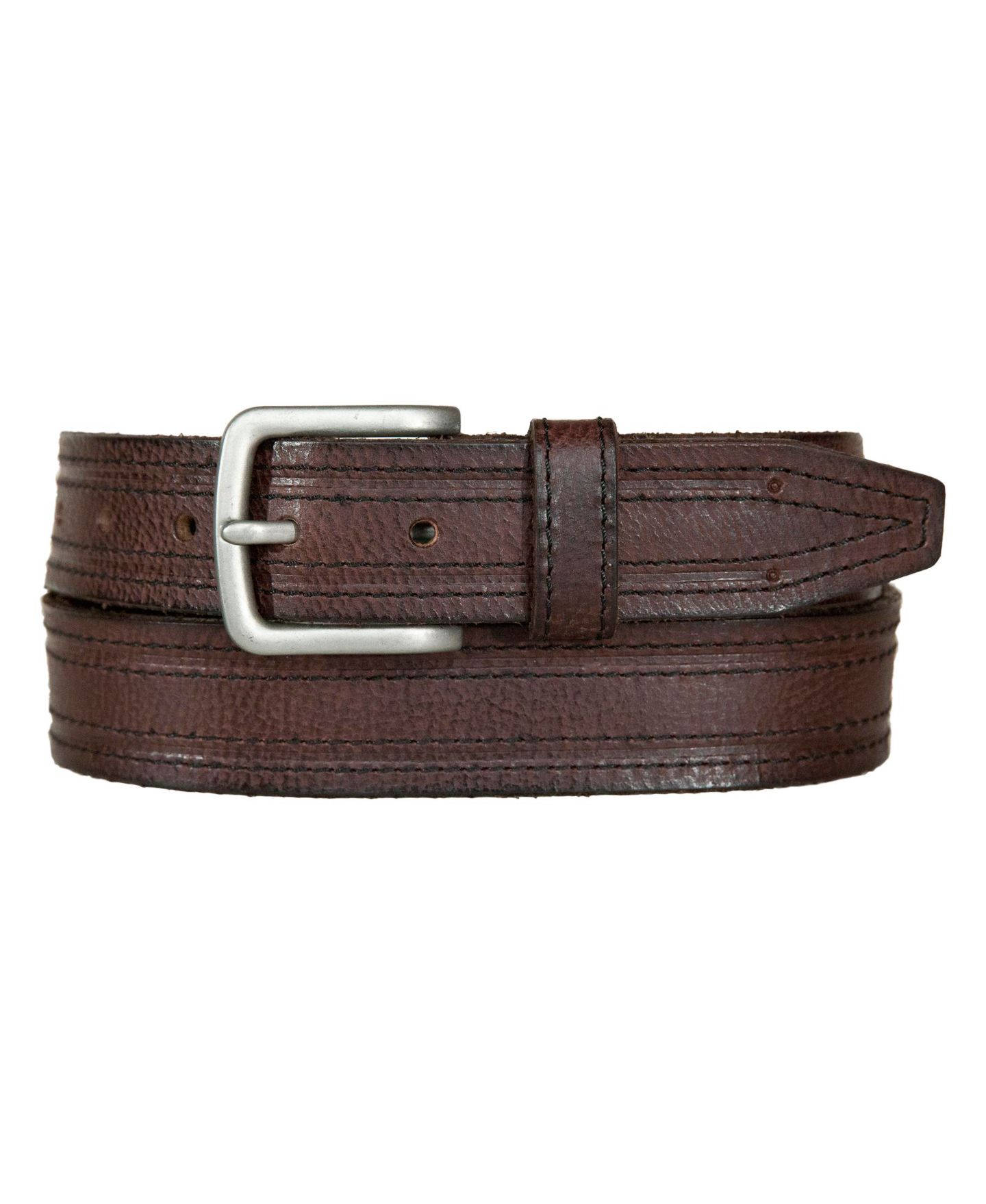 Мужской ремень Lucky Brand Antique-Like Leather Belt with Darker Stitching Detail, цвет: Коричневый — фото 1