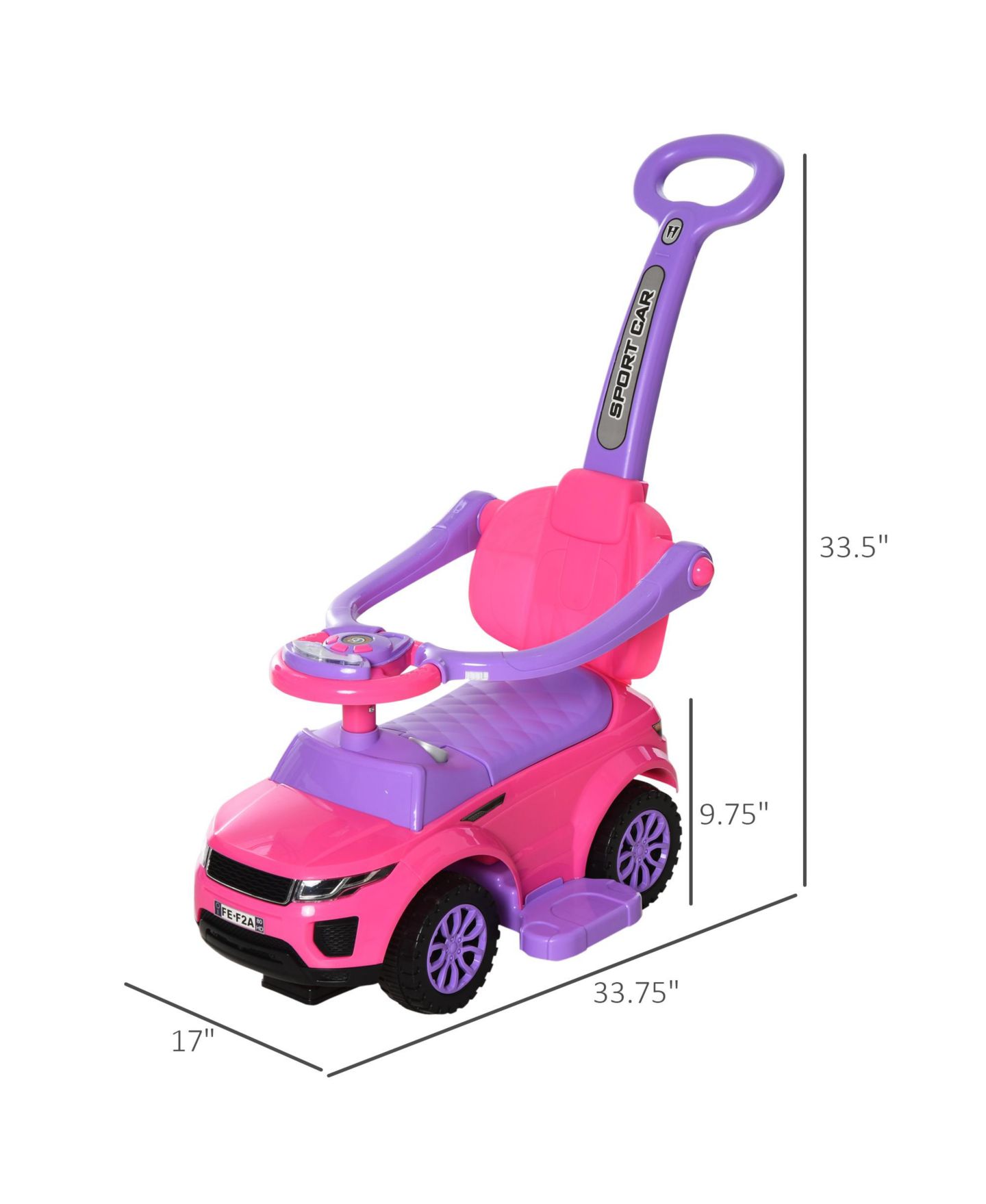 Детская игрушка Aosom 3 in 1 Push Car with Horn and Music Stroller, 55 Lbs., Ages 18-36 Months — фото 3