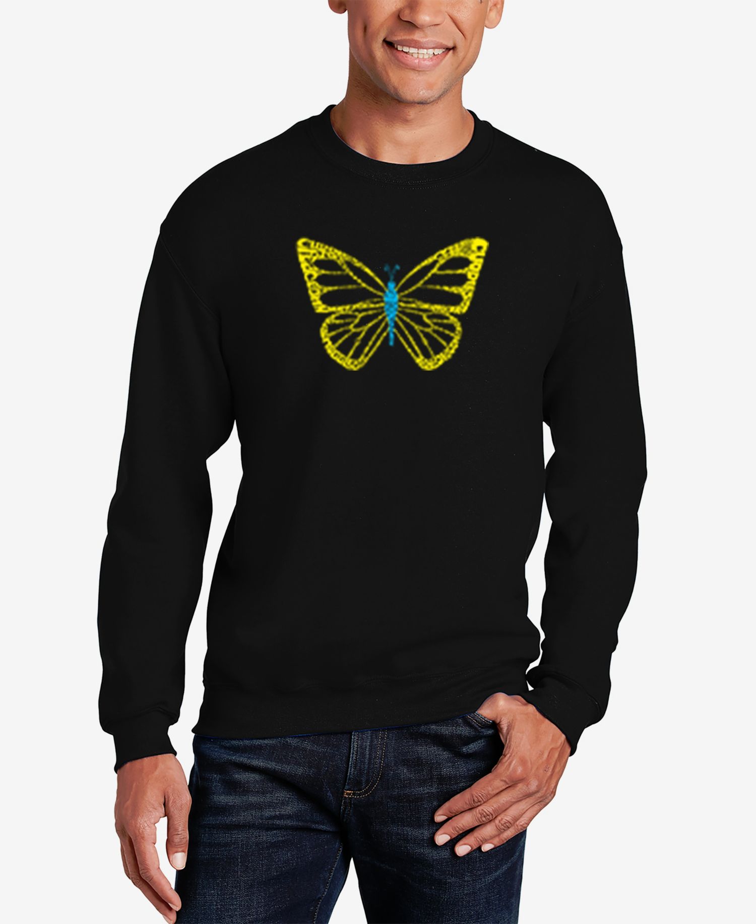 Men's Butterfly Word Art Crew Neck Sweatshirt