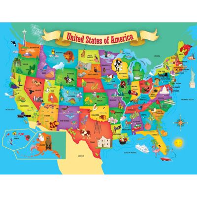 Explorers - USA Map with State Shaped pieces 60 Piece Kids Puzzle