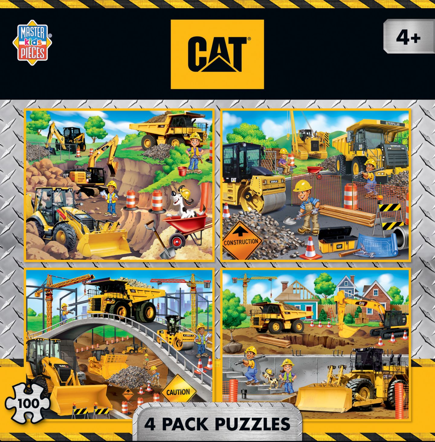 Детские игрушки MasterPieces Puzzles Caterpillar 100-Piece 4-Pack Puzzle Set, Ages 6+, цвет: Разноцветный — фото 1