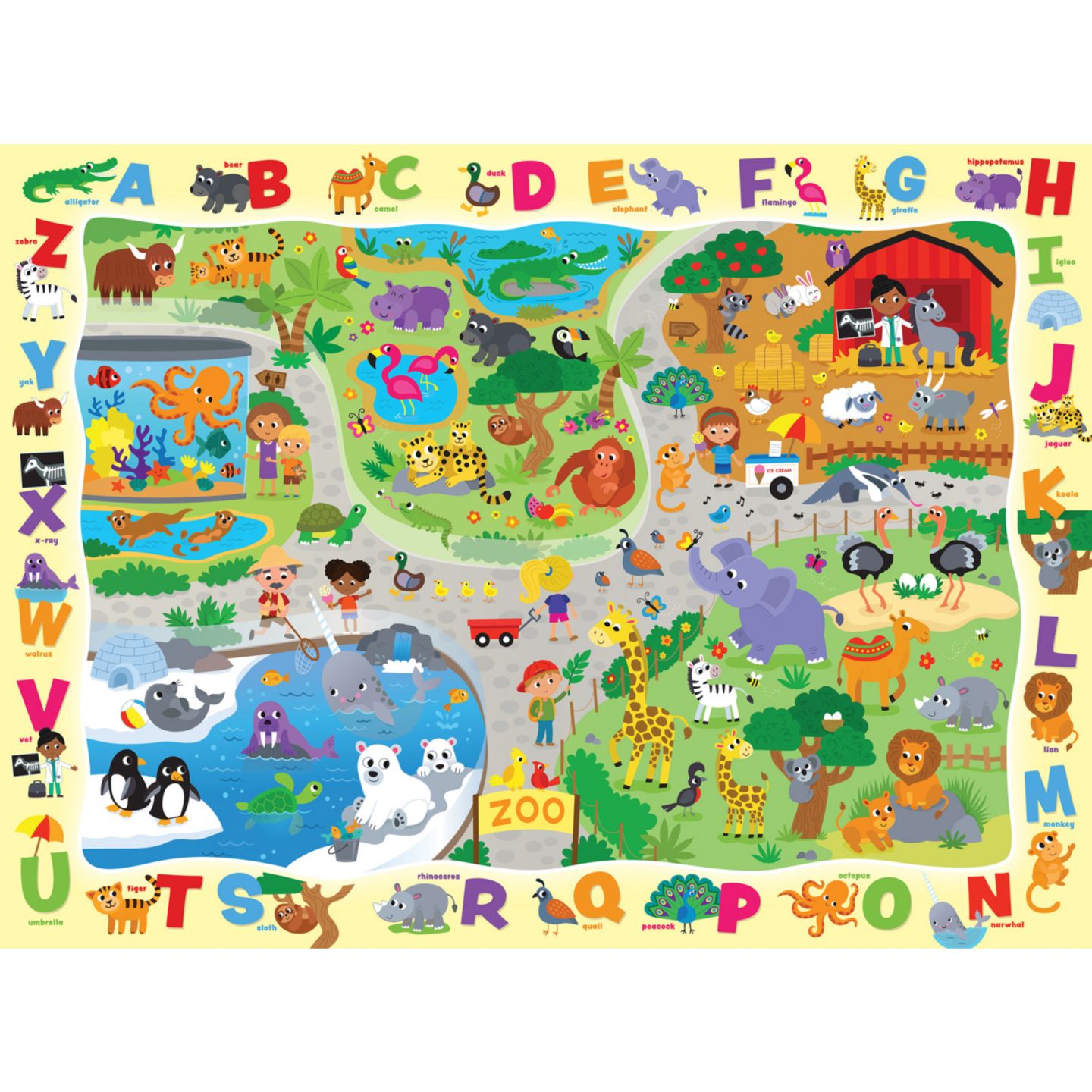 Детский пазл MasterPieces Puzzles Hide & Seek Alphabet at the Zoo 48-Piece Puzzle, Ages 4+, цвет: Разноцветный — фото 2