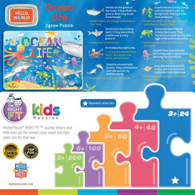 MasterPieces Puzzles Hello World! - Ocean Life 24 Piece Kids Jigsaw ...