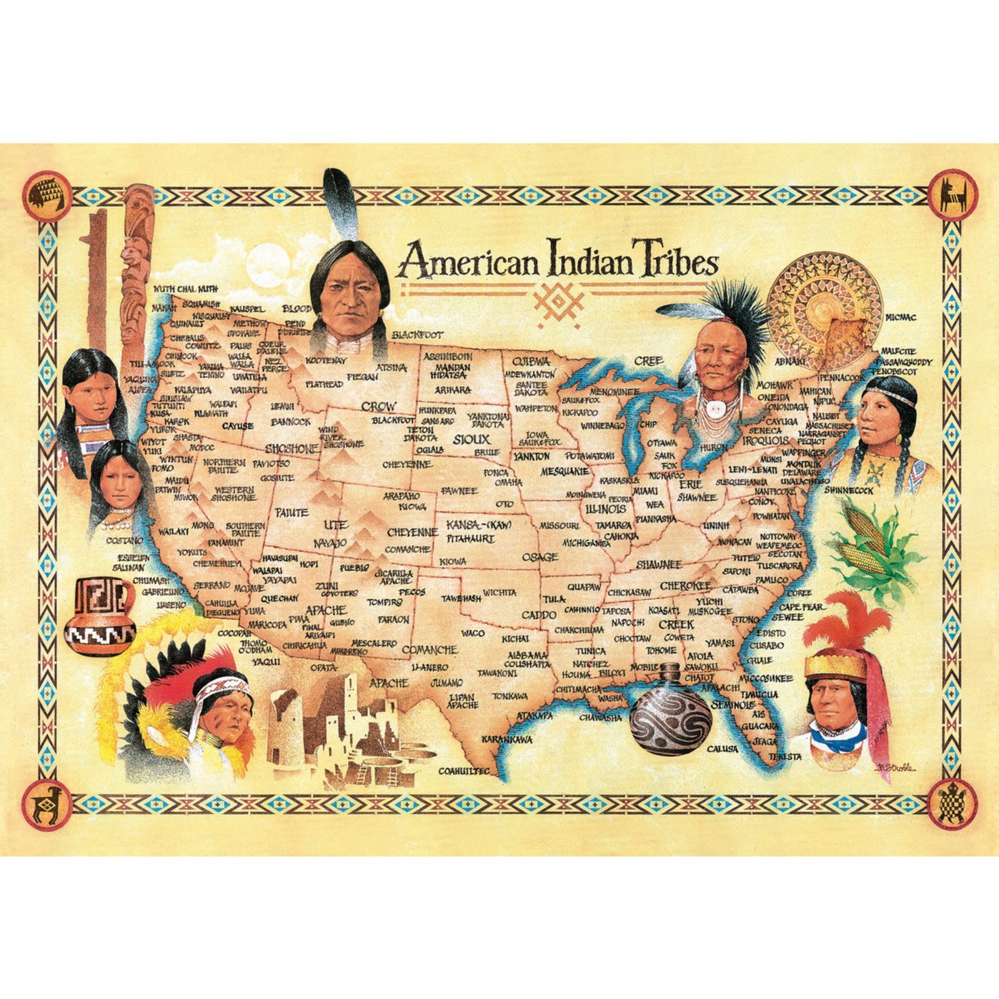 Детский пазл MasterPieces Puzzles American Indian Tribes Tribal Spirit 500-Piece Puzzle, Ages 14+, цвет: Разноцветный — фото 2