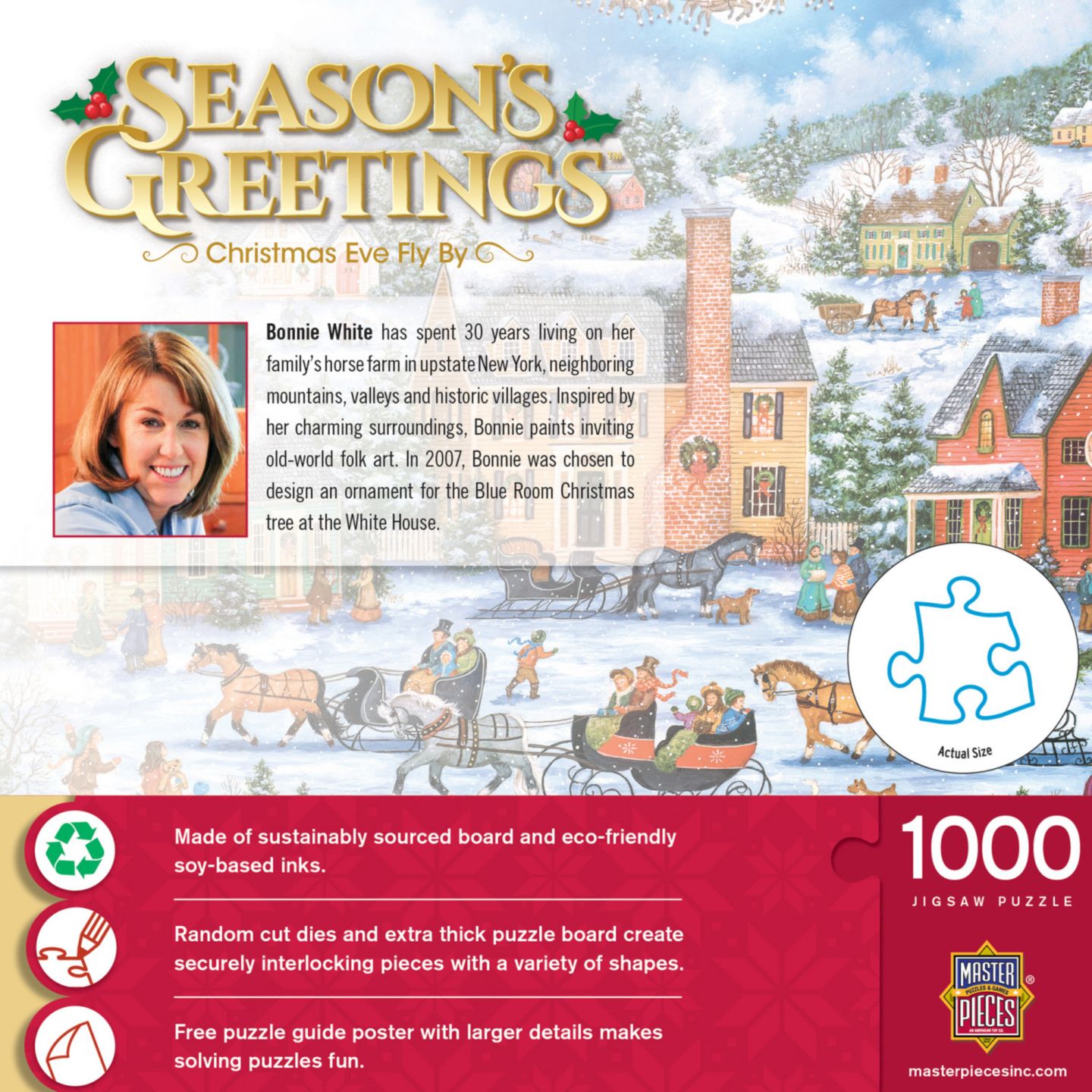 Детский пазл MasterPieces Puzzles Christmas Eve Fly By 1000-Piece Puzzle, Ages 14+, цвет: Разноцветный — фото 3