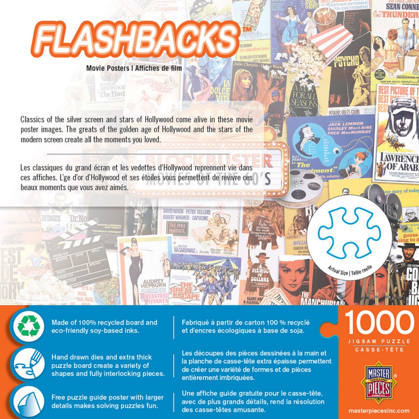 Детский пазл MasterPieces Puzzles Flashbacks Movie Posters 1000 Piece Puzzle, Ages 14+, цвет: Разноцветный — фото 3
