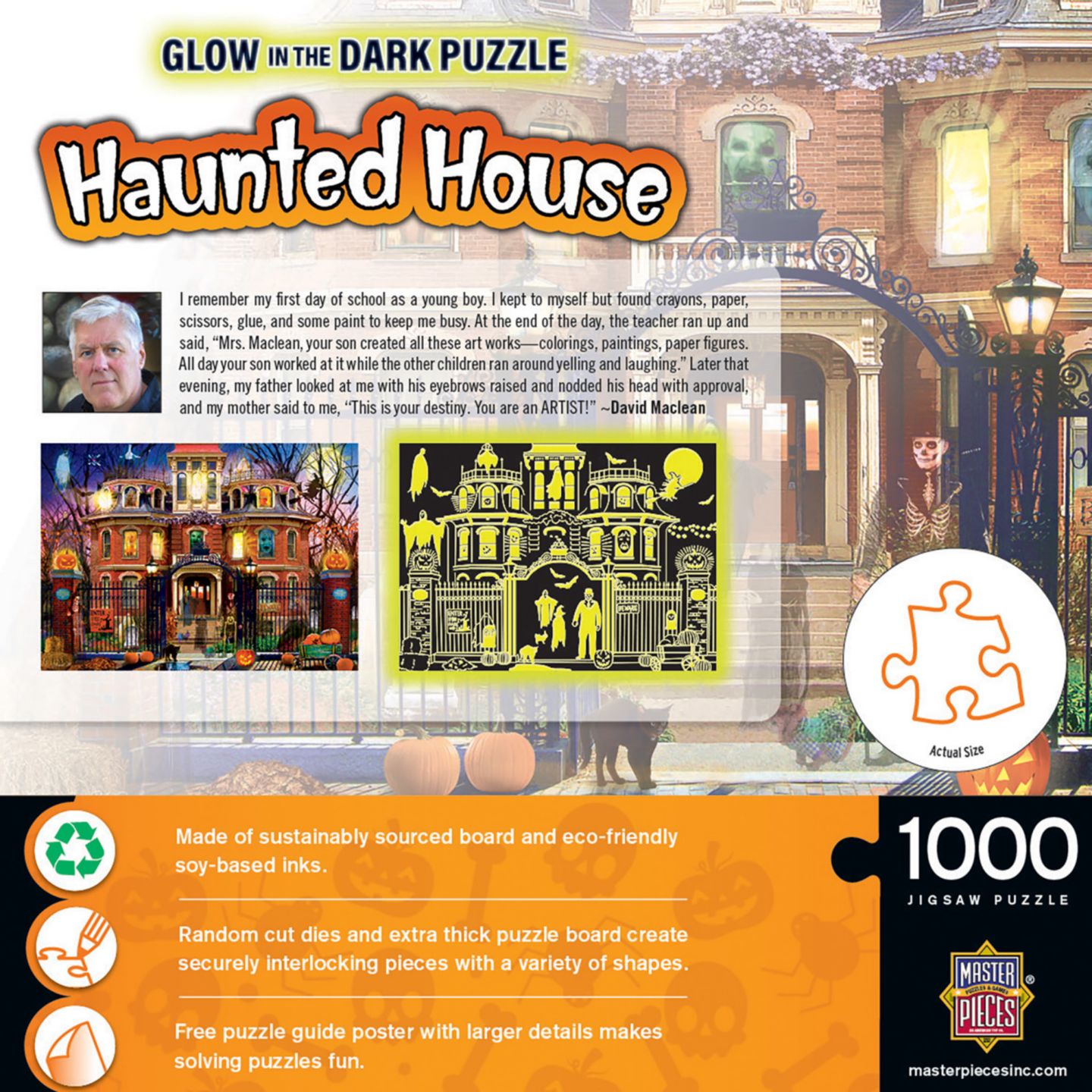 Детский пазл MasterPieces Puzzles MasterPieces Glow in the Dark - Haunted House on the Hill 1000 Piece Puzzle, цвет: Разноцветный — фото 3
