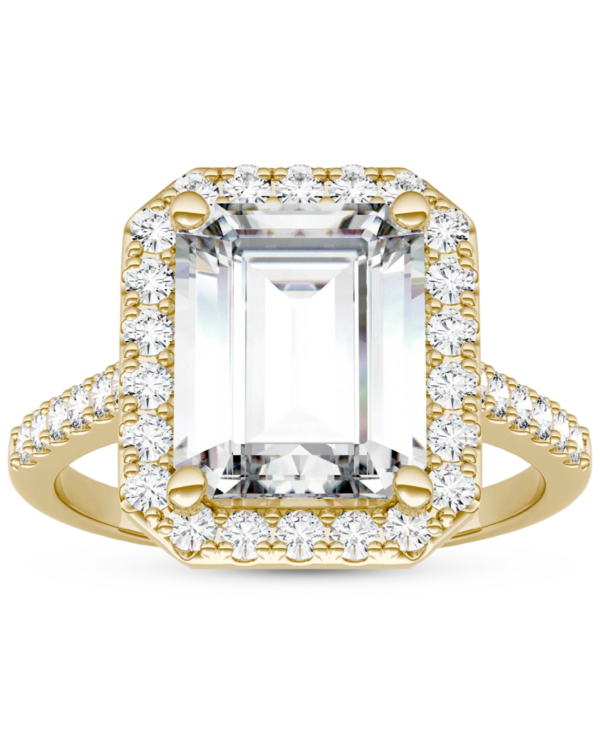 Charles & Colvard Moissanite Emerald-cut Halo Ring (4 Ct. T.w. Diamond Equivalent) In 14k Gold
